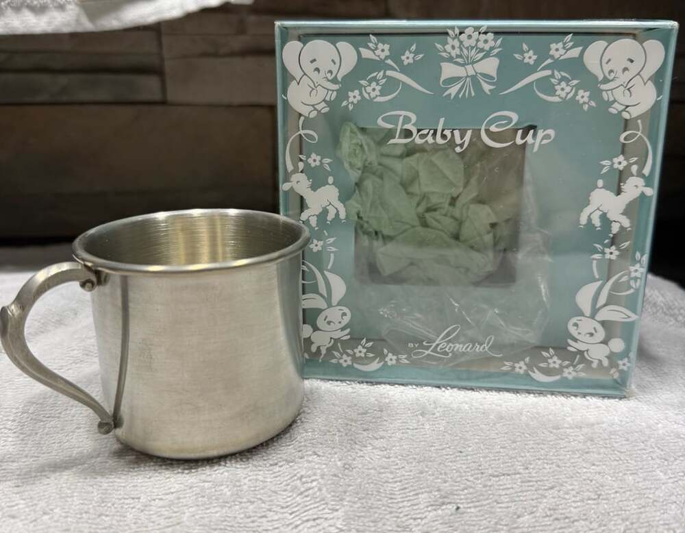 Leonard Silverplated Pewter Baby Cup In Original Box